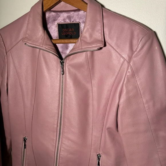Oscar leopold genuine lambskin leather pastel  pink jacket M - Picture 4 of 12